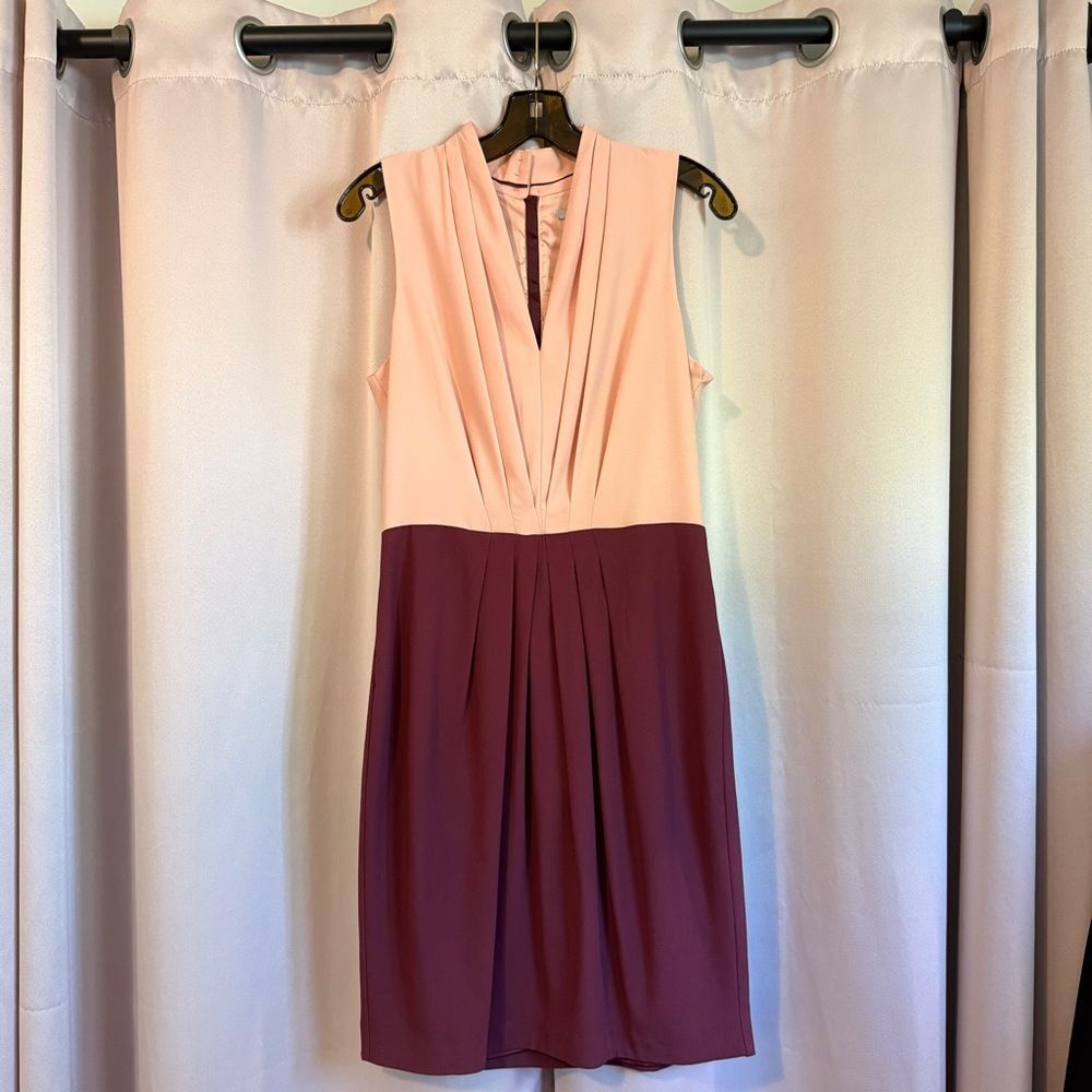 LPink Pleated Wrap Midi Dress